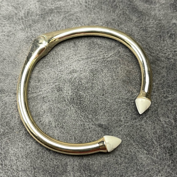 SLATE Porter Hinge Cuff Bracelet, Gold over Brass w/ Howlite, Rocksbox Exclusive - Picture 13 of 15